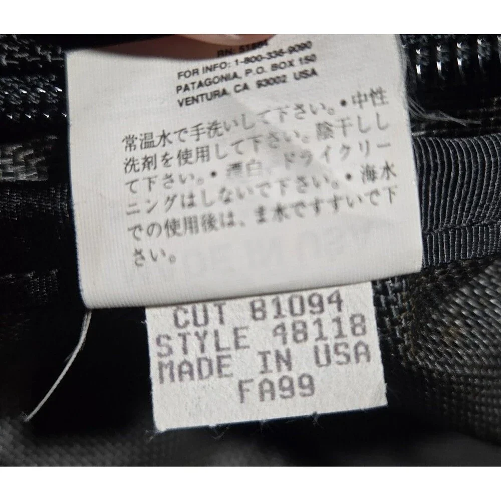Vintage Patagonia Burrito Suiter Garmet Travel Bag Hanging Black Mesh Tri Fold